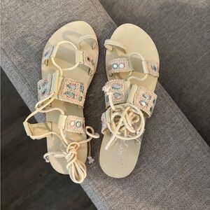 Never worn free people lace up sandals size 38 1/2 (women’s 8.5)